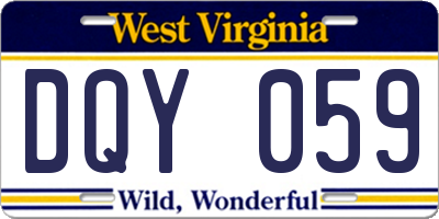 WV license plate DQY059