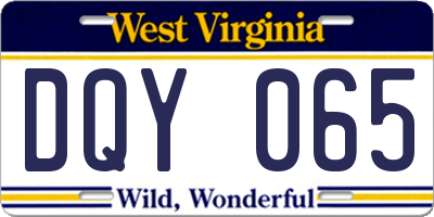 WV license plate DQY065