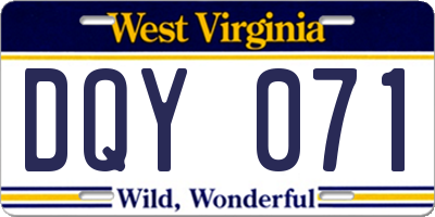WV license plate DQY071