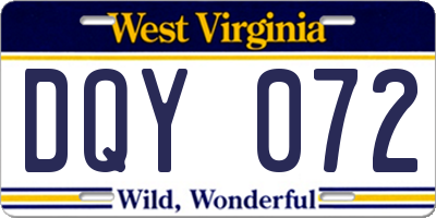 WV license plate DQY072