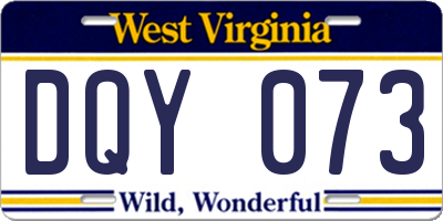 WV license plate DQY073
