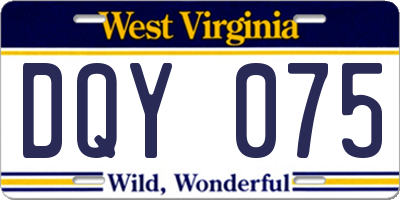 WV license plate DQY075