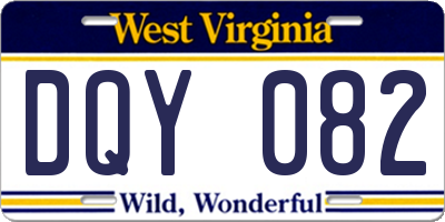 WV license plate DQY082