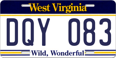WV license plate DQY083