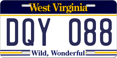 WV license plate DQY088