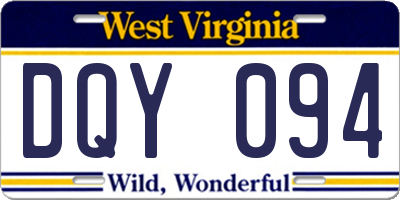 WV license plate DQY094