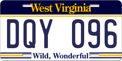 WV license plate DQY096