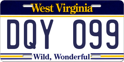 WV license plate DQY099
