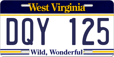WV license plate DQY125