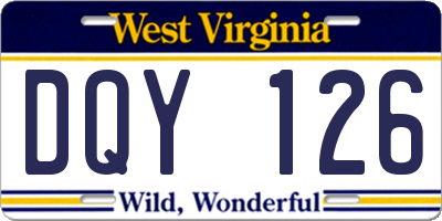 WV license plate DQY126