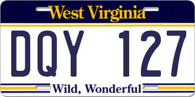 WV license plate DQY127