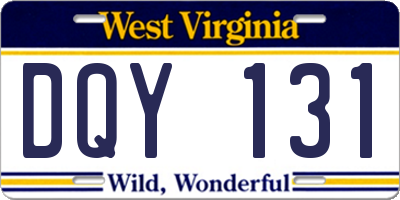 WV license plate DQY131