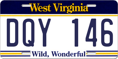 WV license plate DQY146
