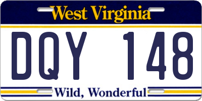 WV license plate DQY148