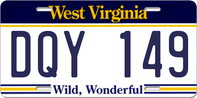 WV license plate DQY149