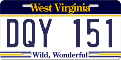 WV license plate DQY151