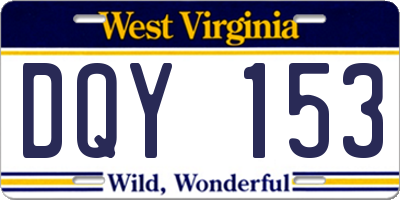WV license plate DQY153