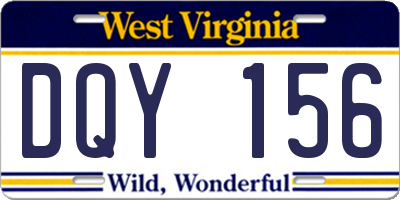 WV license plate DQY156