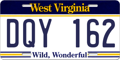 WV license plate DQY162