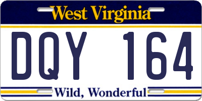 WV license plate DQY164