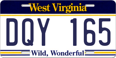 WV license plate DQY165
