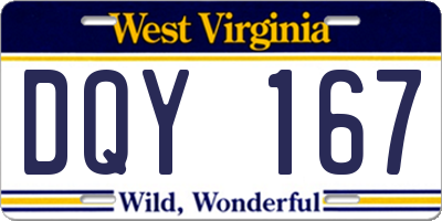 WV license plate DQY167