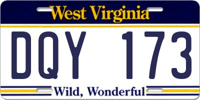 WV license plate DQY173