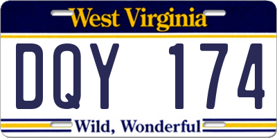 WV license plate DQY174