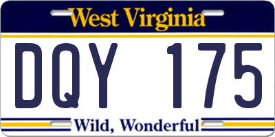 WV license plate DQY175