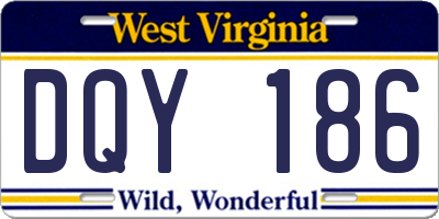 WV license plate DQY186