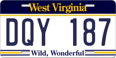 WV license plate DQY187