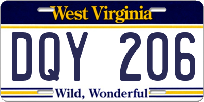 WV license plate DQY206
