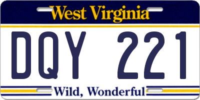 WV license plate DQY221