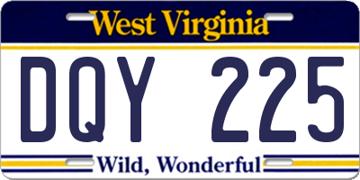 WV license plate DQY225
