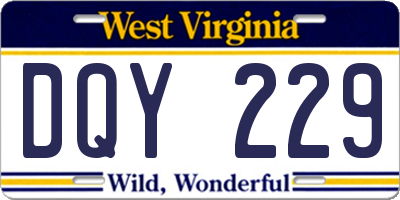 WV license plate DQY229