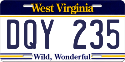 WV license plate DQY235