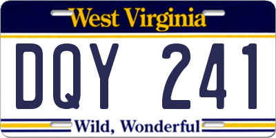 WV license plate DQY241