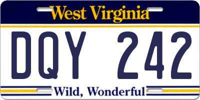 WV license plate DQY242