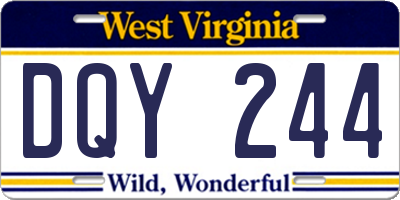 WV license plate DQY244