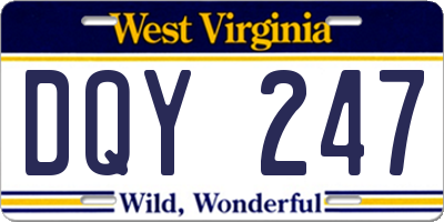 WV license plate DQY247