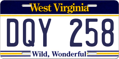WV license plate DQY258