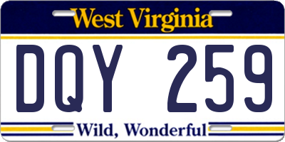 WV license plate DQY259