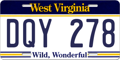 WV license plate DQY278
