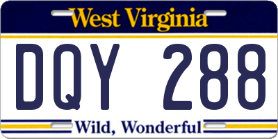 WV license plate DQY288