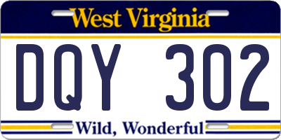 WV license plate DQY302