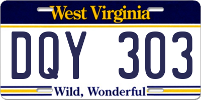 WV license plate DQY303