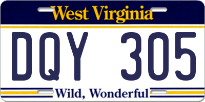 WV license plate DQY305