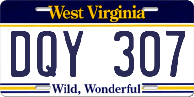 WV license plate DQY307