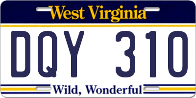 WV license plate DQY310