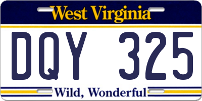 WV license plate DQY325